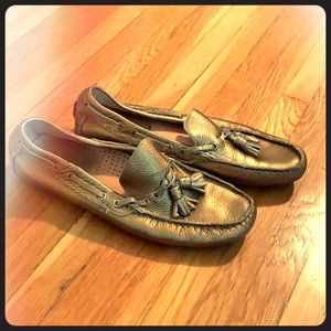 YSL Driving Moccasins Loafers Metallic Sz 39